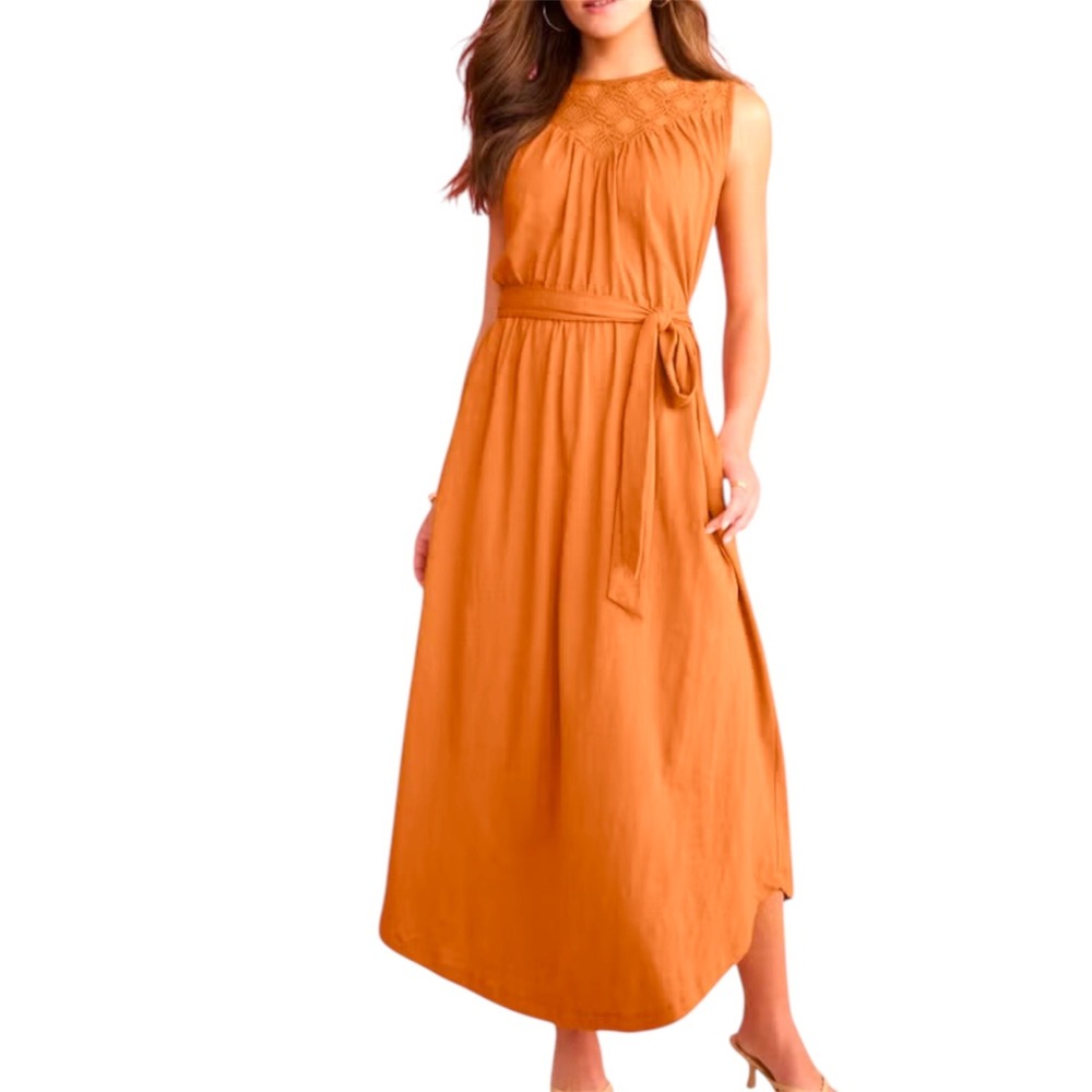 Roamans Plus Size Lace Yoke Cotton
Sleeveless Gold Mustard Yellow Dress 18 - 20‎